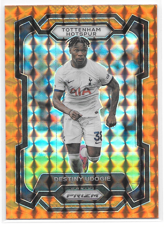 Destiny Udogie (Tottenham Hotspur) Orange Mosaic Panini Prizm Premier League 23-24