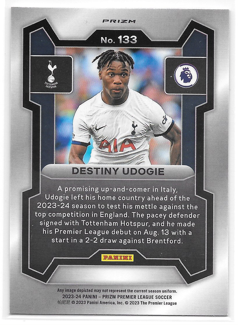 Destiny Udogie (Tottenham Hotspur) Pink Mosaic Panini Prizm Premier League 23-24