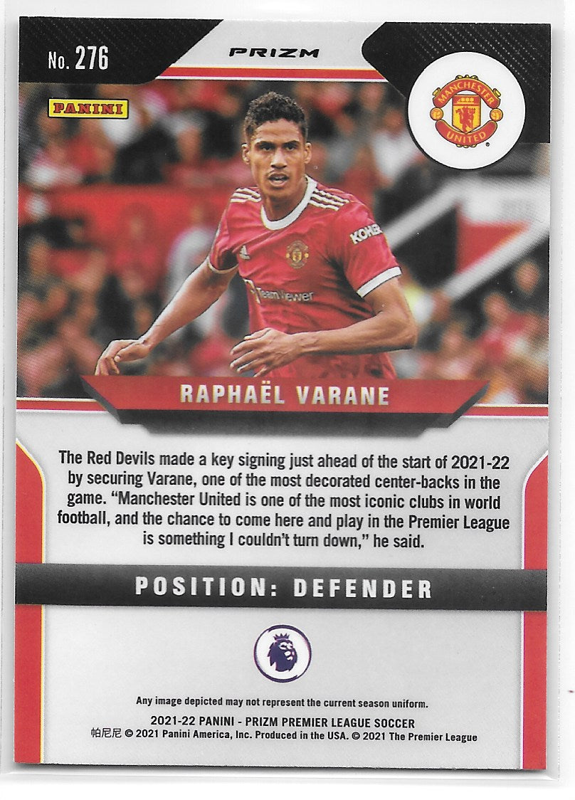 Raphael Varane (Manchester United) Pink Ice Panini Prizm Premier League 21-22