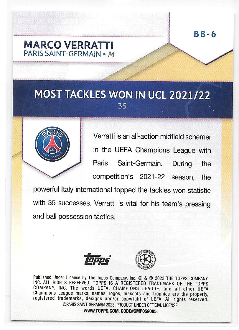 Marco Verratti (PSG) Best of the Best Topps UCC Flagship 22-23