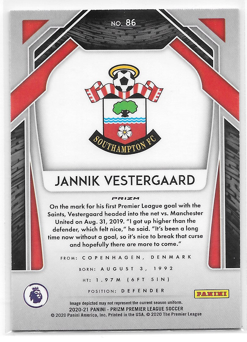 Jannik Vestergaard (Southampton) Pink Pulsar Panini Prizm Premier League 20-21