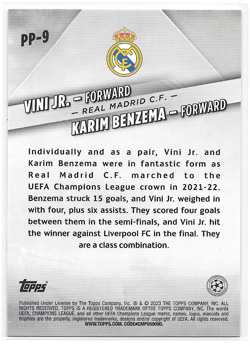 Vini Jr & Benzema (Real Madrid CF) Premium Partnerships Topps UCC Flagship 22-23