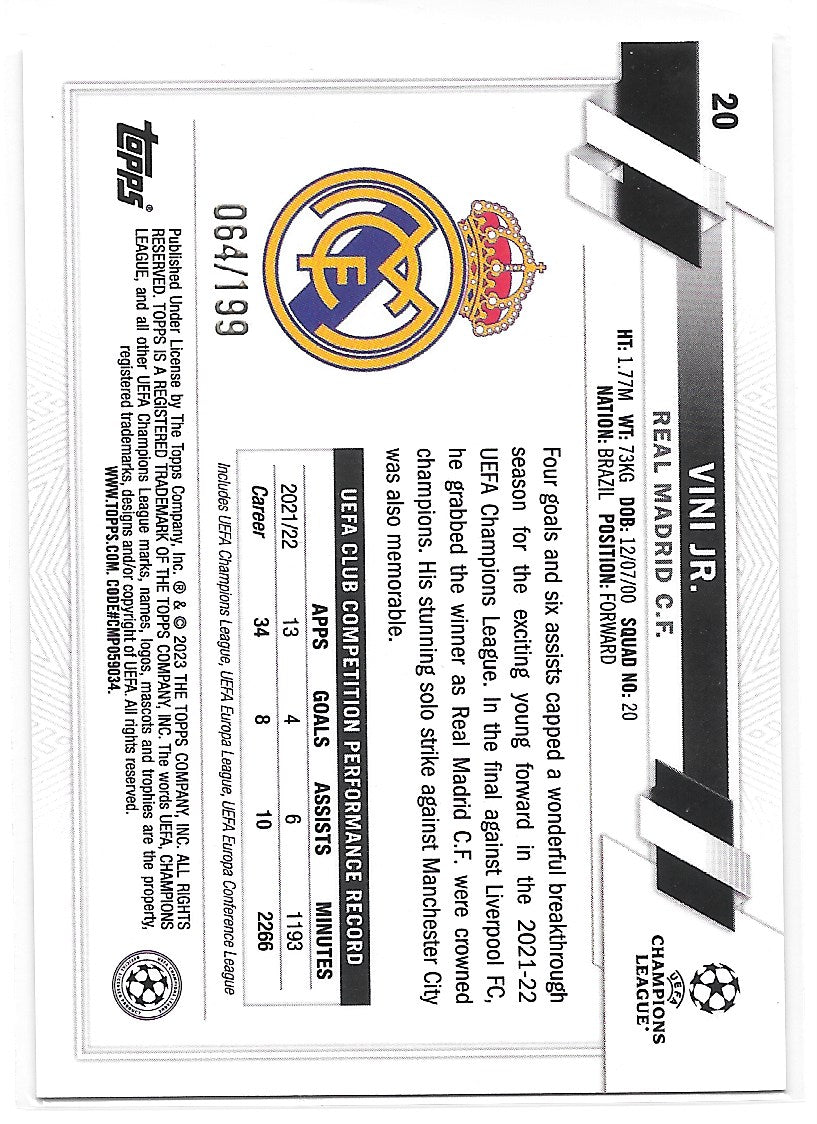 Vini Jr (Real Madrid CF) Neon Green Foil /199 Topps UCC Flagship 22-23