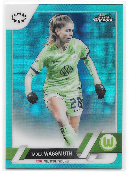 Tabea Wassmuth (VfL Wolfsburg) Aqua Prism Refractor Topps Chrome UEFA Women’s Champions League 22-23