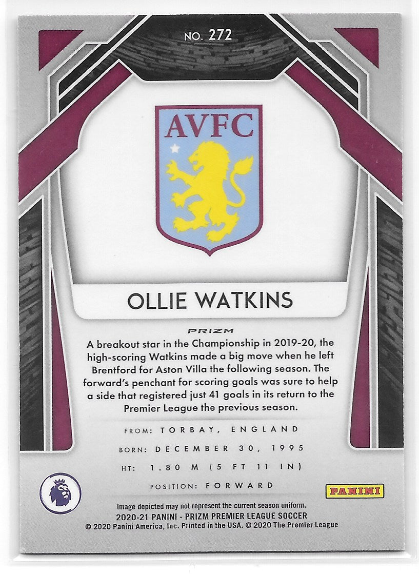 Ollie Watkins (Aston Villa FC) Pink Ice RC Panini Prizm Premier League 20-21