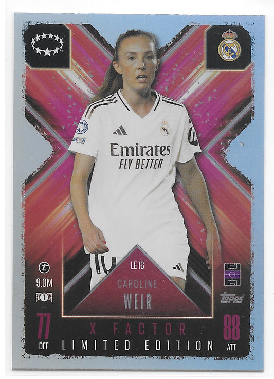 Caroline Weir (Real Madrid CF) X Factor Limited Edition Topps Match Attax Extra 24-25