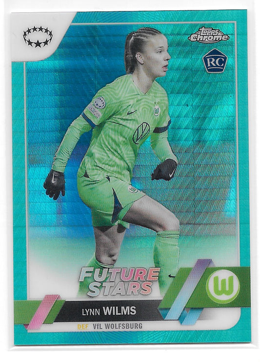 Lynn Wilms (VfL Wolfsburg) Aqua Prism Refractor RC Topps Chrome UEFA Women’s Champions League 22-23