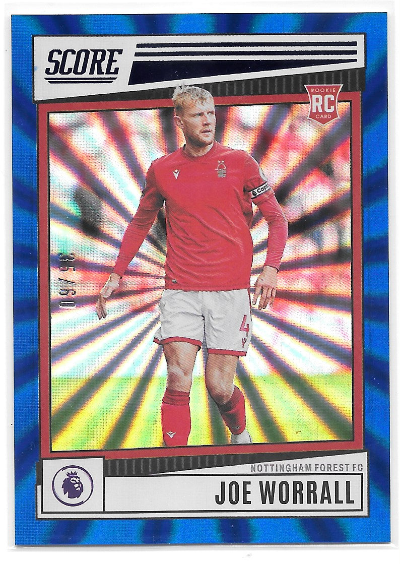 Joe Worrall (Nottingham Forest) Blue Laser /60 RC Panini Score Premier League 22-23