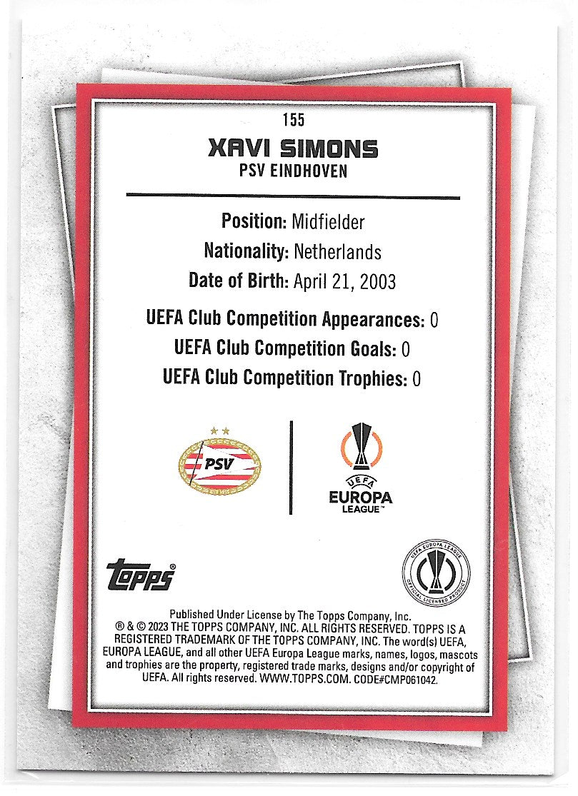 Xavi Simons (PSV Eindhoven) Molten Rare Topps SuperStars 22-23