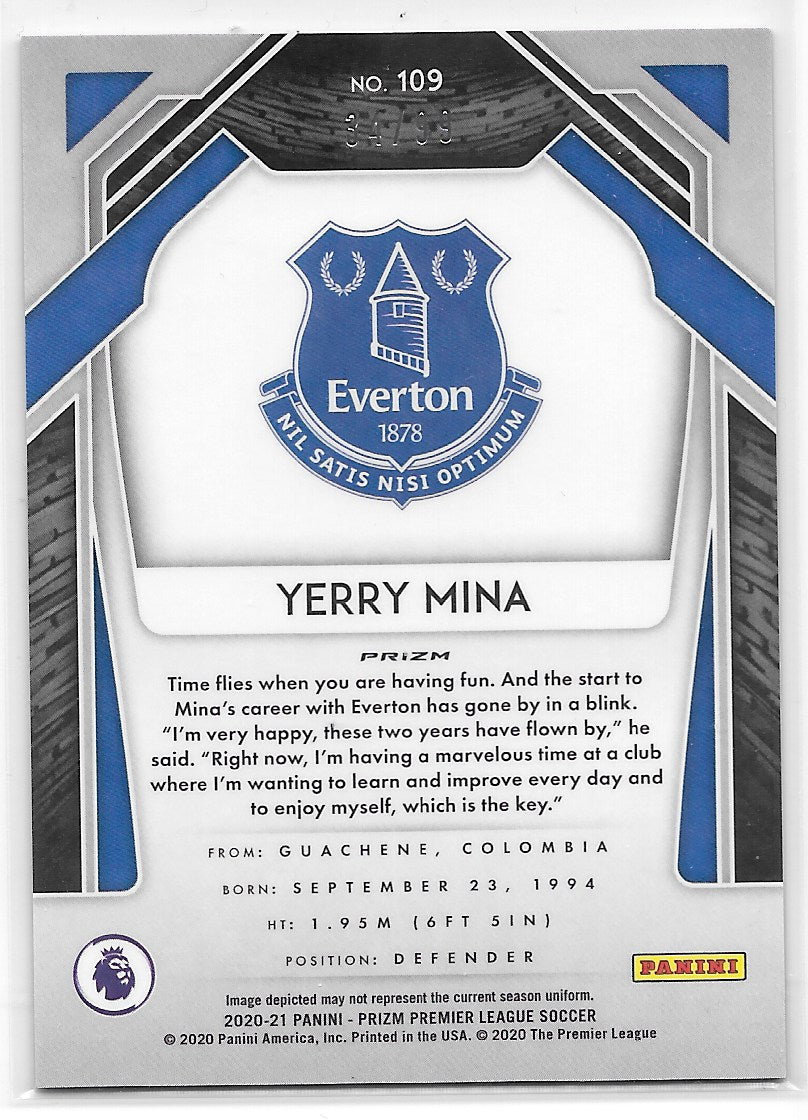 Yerry Mina (Everton) Violet Breakaway /99 Panini Prizm Premier League 20-21