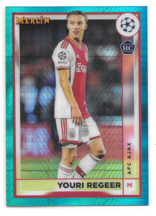 Youri Regeer (AFC Ajax) Aqua Prism Refractor RC Topps Merlin Chrome UCC 22-23