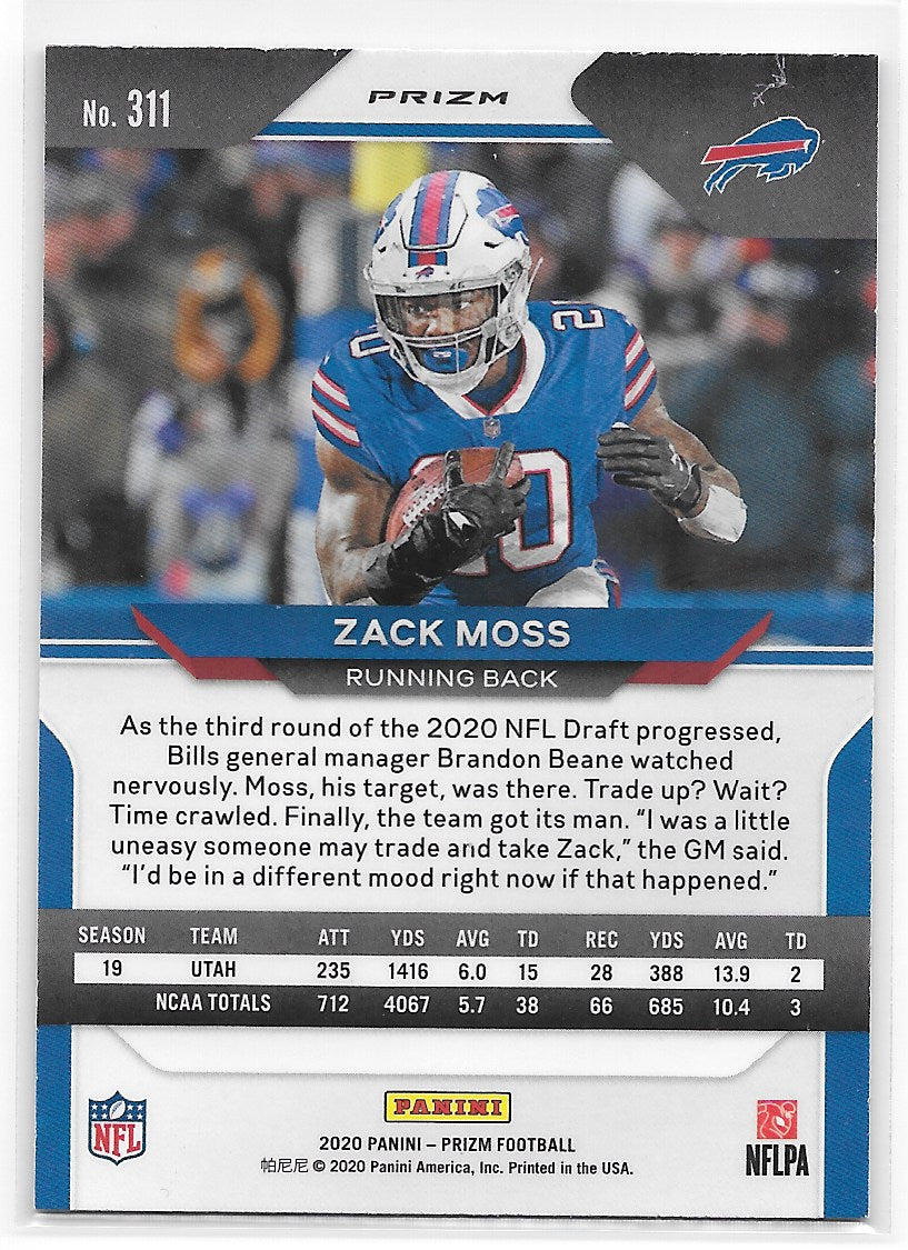 Zack Moss (Buffalo Bills) Red White & Blue Prizm RC Panini Prizm Football 2020