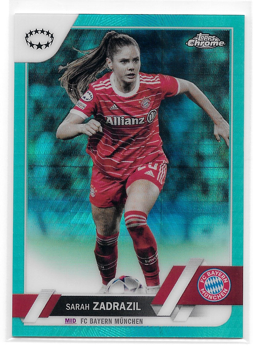 Sarah Zadrazil (FC Bayern Munchen) Aqua Prism Refractor Topps Chrome UEFA Women’s Champions League 22-23