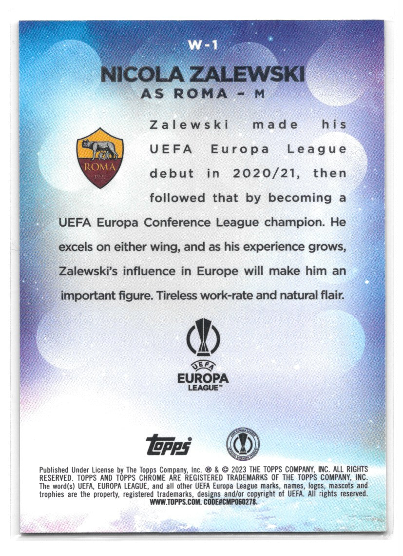 Nicola Zalewski (AS Roma) Wonderkids RC Topps Chrome UEFA Club Competitions 22-23