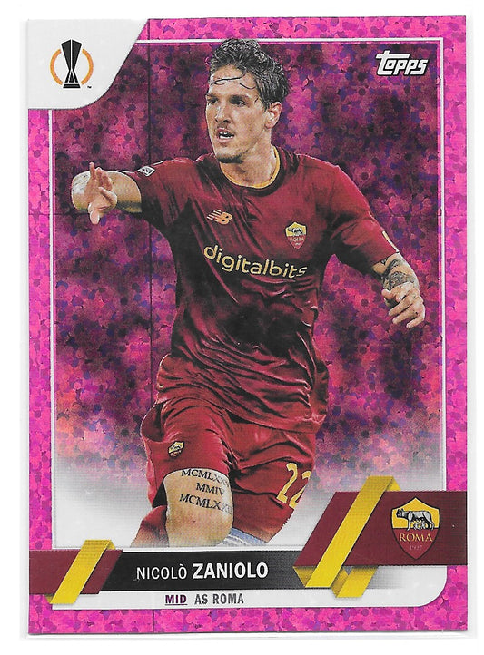 Nicolo Zaniolo (AS Roma) Pink Sparkle Topps UCC Flagship 22-23