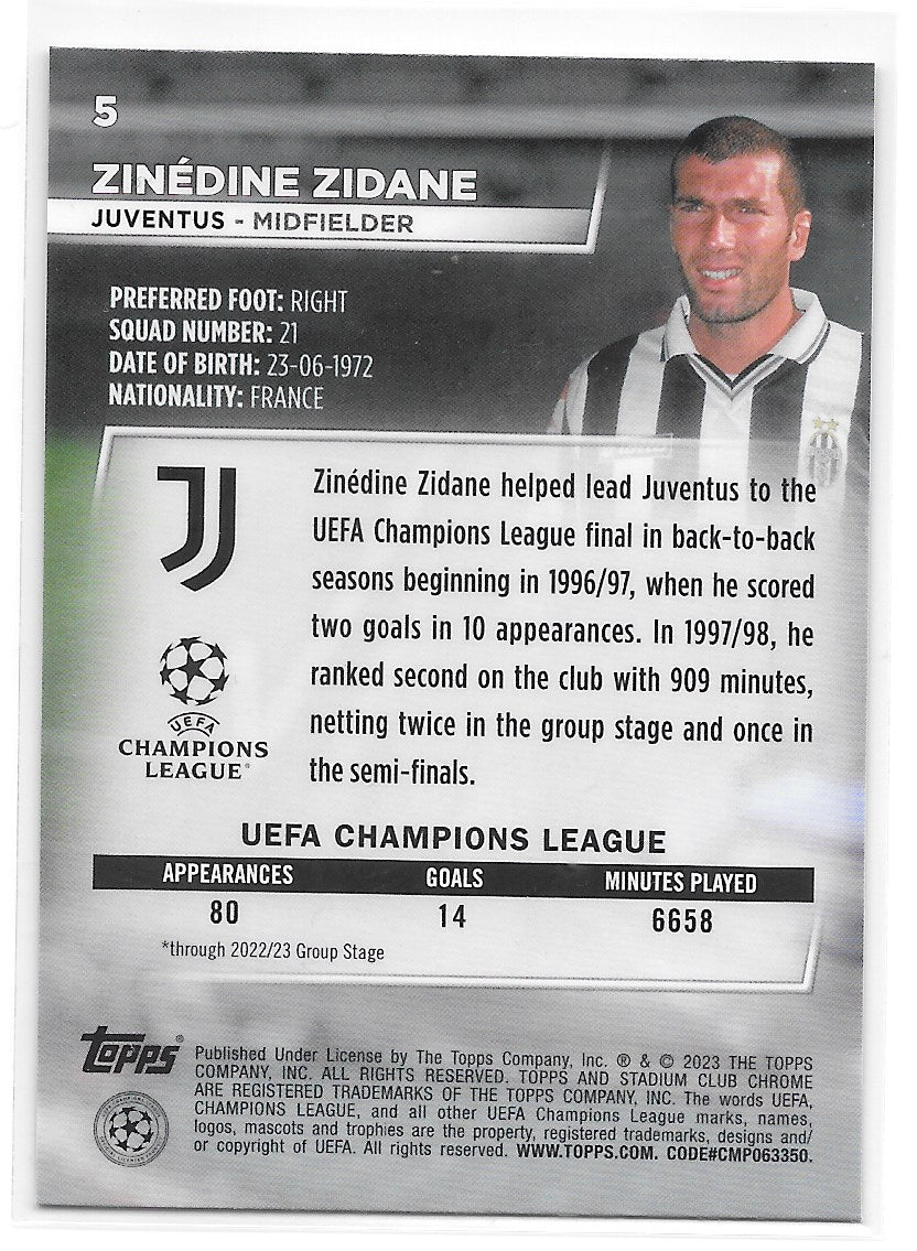 Zinedine Zidane (Juventus) Base Topps Stadium Club Chrome 22-23