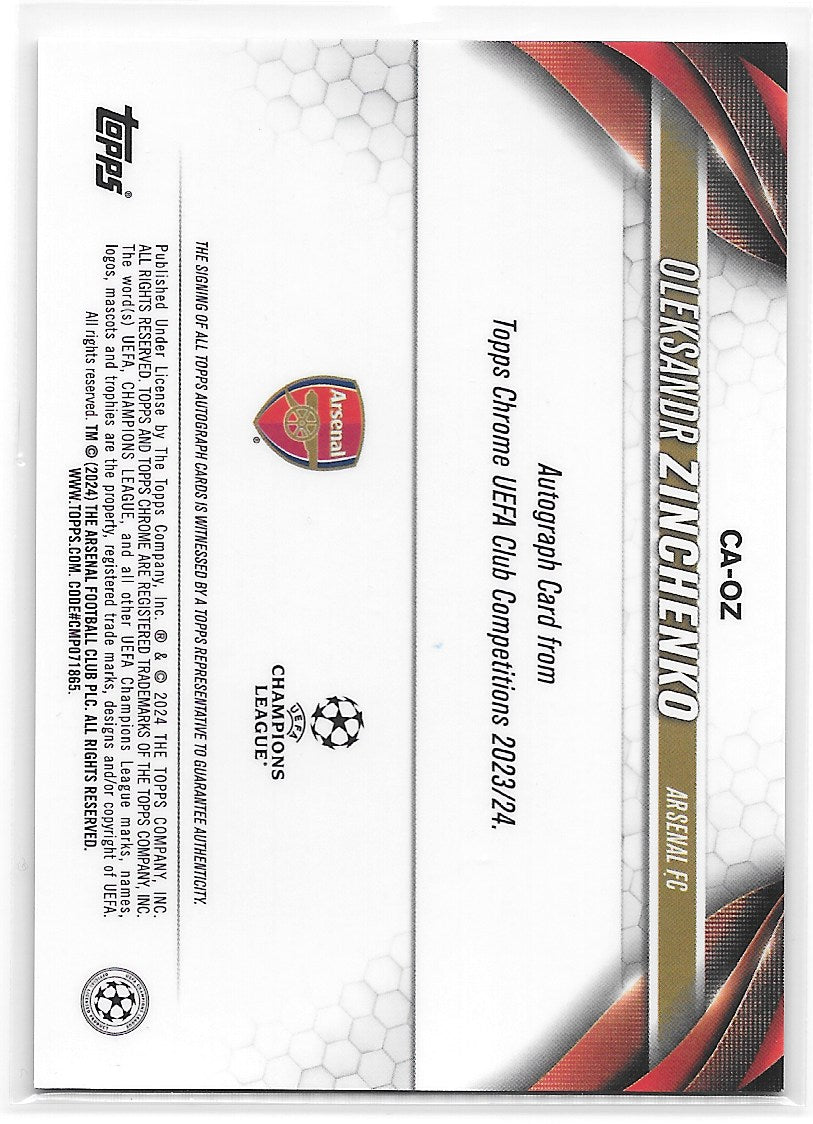 Oleksandr Zinchenko (Arsenal FC) Chrome Autograph Topps Chrome UCC 23-24