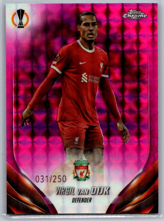 Virgil van Dijk (Liverpool FC) Pink Geometric Refractor /250 Topps Chrome UCC 23-24