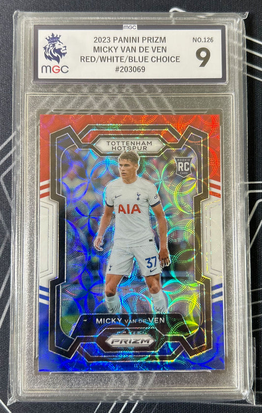 Micky van de Ven (Tottenham Hotspur) Red White & Blue Choice RC Panini Prizm Premier League 23-24 MGC 9